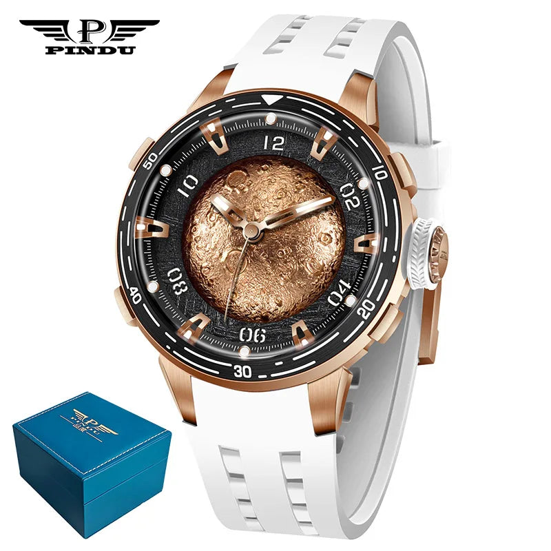 PINDU Design Original New Brand Wristwatches Miyota 8215 Planet Theme Series Mechanical Watch Men's Curved - Visuel 8 | SAMAG