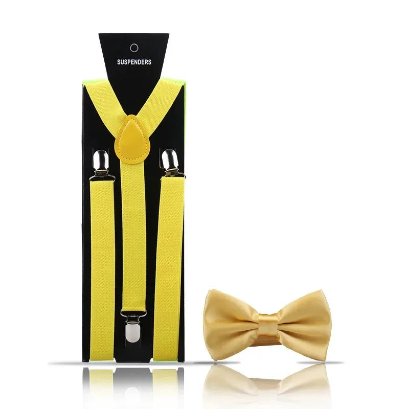 Fashion Mens Suspender Bow Tie Set Man Shirt Pants Dress Women Wedding Party Solid Color Suspender Suit Skirt With Braces Straps