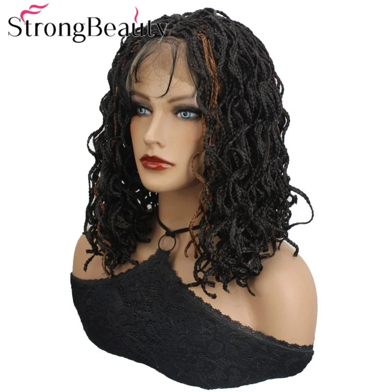 StrongBeauty Full Double Lace Glueless Braided Wig Square Knotless Box Braided Wigs Women Wig with Baby Hair 16"