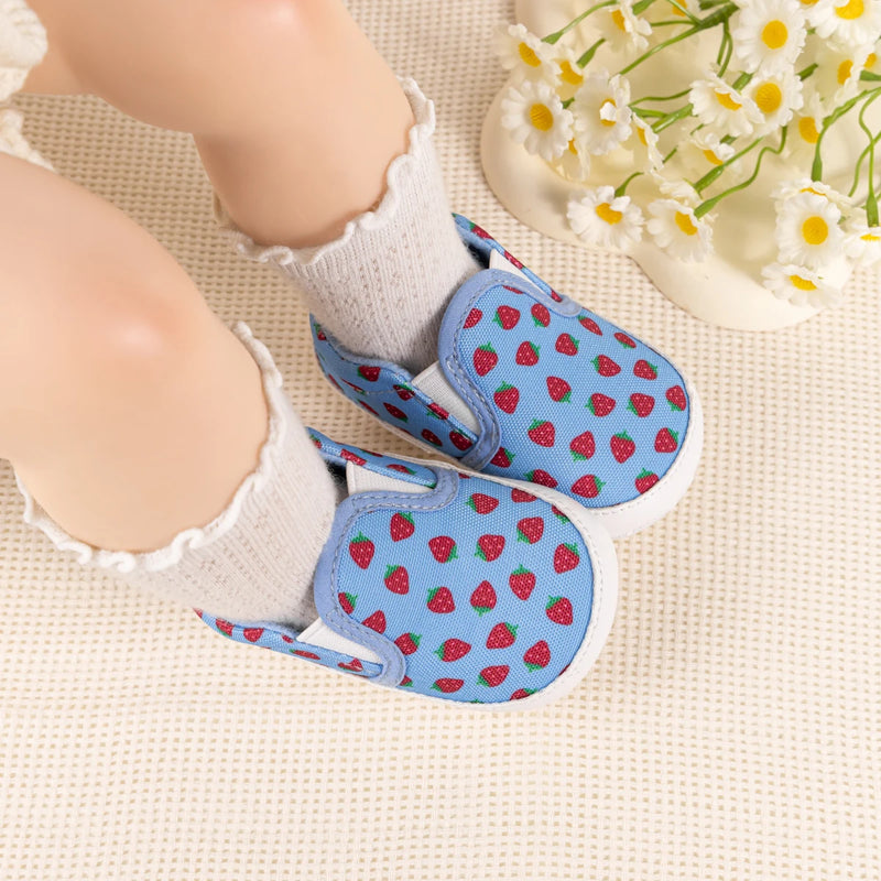 Spring Autumn New Boys Girls Shoes Sweetness Strawberry Love Canvas Casual Toddler First Walkers Cotton Soft Anti-slip Sole