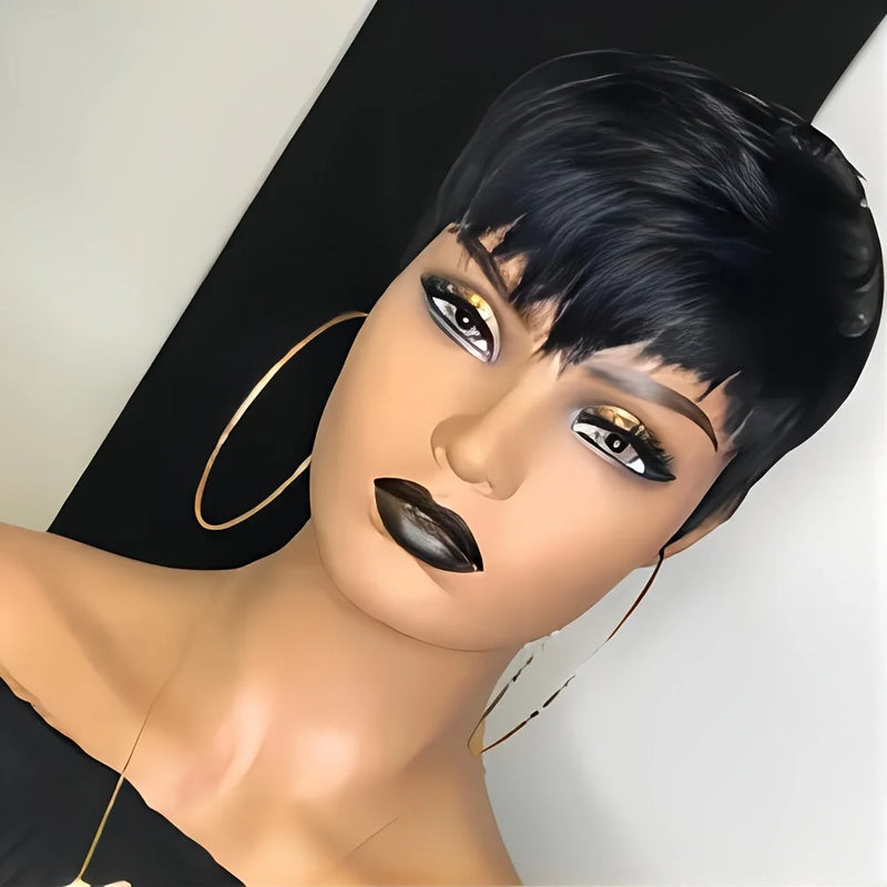 Short Pixie Wig Human Hair Layer Cut Short Human Hair Wigs Brown Red Ombre Highlight Duby Wigs Cheap Full Machine Wigs for Women