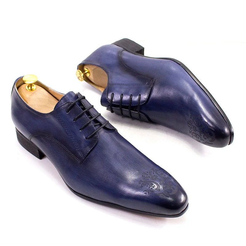 Classic Business Shoes Men Oxford Derby Genuine Leather Pointed Toe Fashion Lace Up High Quality Office Wedding Formal Shoe Male