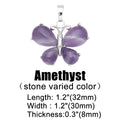 OCESRIO Vintage Natural Stone Butterfly Pendant for Necklace Copper Amethyst Reiki Pendulum DIY Jewelry Making Supplies pdta921