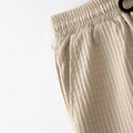 Men's Khaki Waffle Set, Stand Collar Short Sleeve Shirt | SAMAG