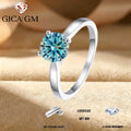 2CT Blue D VVS1 Moissanite Ring in S925 Sterling Silver High Quality Ring Ideal Gift for Women on Christmas/Birthday/Anniversary