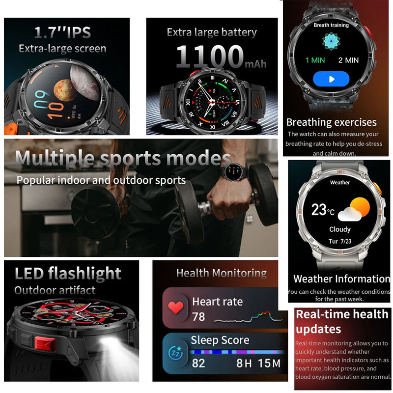 2026 New T-Rex3 Pro 1100mAh Battery Smart Watch GPS path 5ATM Waterproof Sports Run tracker Outdoors Compass Military Smartwatch