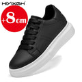 New men's leather elevator shoes 6 cm 8 cm invisible height increase white black sneakers leather height increase casual shoes