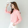 2025 Autumn Women's Solid Color Lapel Long Sleeve Chiffon Shirts Simple Casual Loose Woman Blouse and Tops Office Lady Clothes
