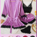 Women Satin Pajama Set Robe Lace Lingerie Sexy Silk | SAMAG