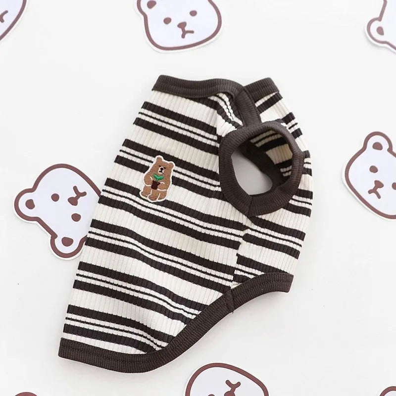 Striped Cat Shirts Stretchy Cat Clothes for Cats Sleeveless Stretchy Puppy Kitten T Shirts Pet Vest Soft Breathable Cat Tank Top
