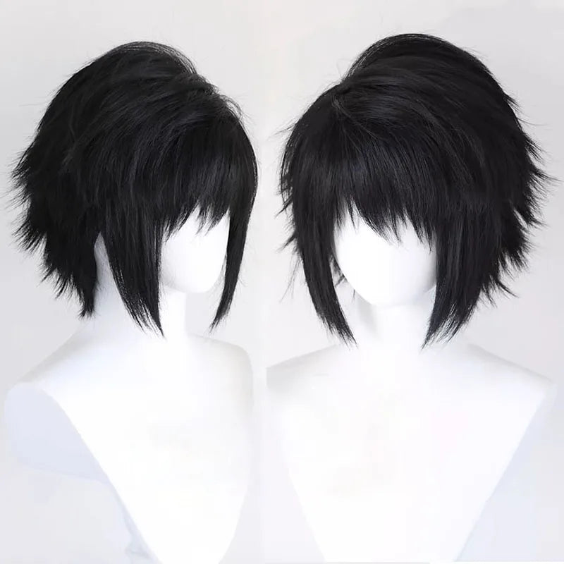 High Quality Anime L.Lawliet Cosplay Wig L Cosplay Black Short Heat Resistant Synthetic Hair Halloween Party Wigs + Wig Cap