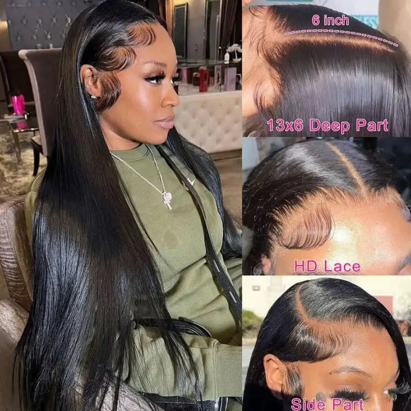 Straight Human Hair Lace Wigs 250% Density 13x4 13x6 5x5 HD Transparent Lace Glueless Wigs Pre Plucked Hairline