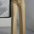 Women High Waisted Wide Leg Office Trousers, Solid Black - View 5 | SAMAG