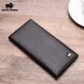 BISON DENIM Genuine Leather Long Wallet Business Men's Soft Thin Wallet Card Holder Luxury Brand Design Handy Male Purse Bag
