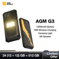 AGM G3 5G Android 15 Rugged Phone 24GB(12+12) 512GB Wireless Charging 10000mAh Battery 6.72" 120Hz Dimensity 7300 Camping light
