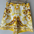2026 Summer Women's Clothing Retro Geometric Print Lapel Loose Shirt Two-piece Set + Wide Leg Shorts Hot Pants Fashion Suit