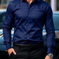 Men's dark plaid long sleeved shirt slim fit European | SAMAG