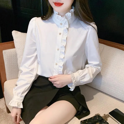 Woman Spring Autumn French Style Elegant Shirts Lady | SAMAG