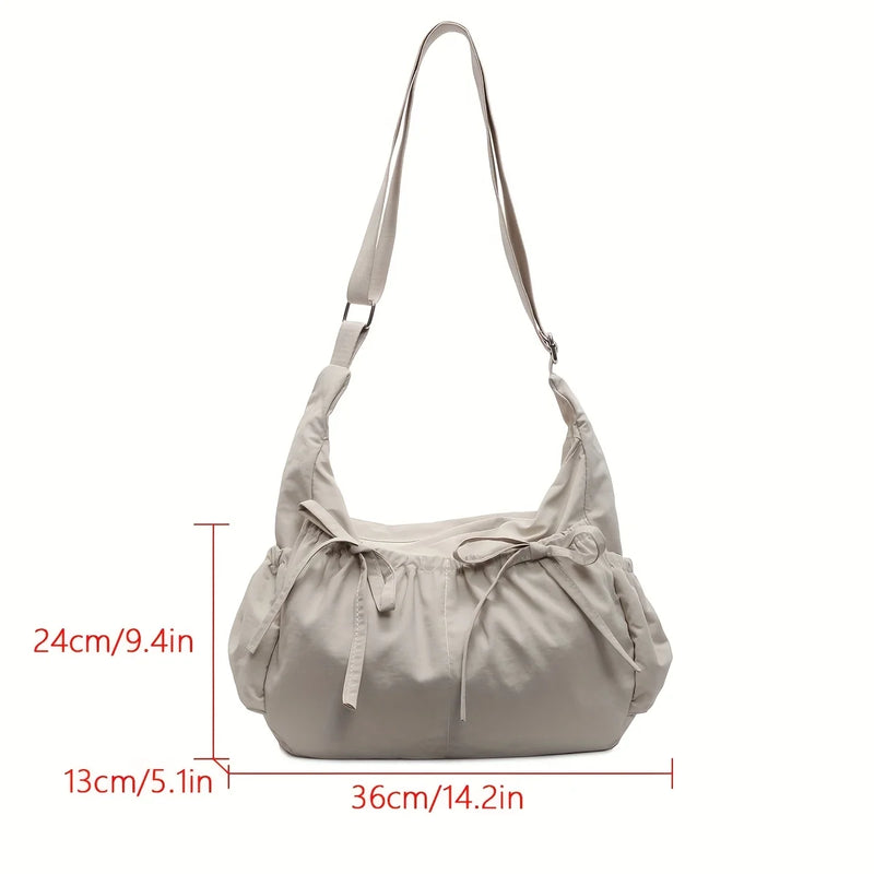 Large Capacity Women's Shoulder Bags Lightweight Nylon Pleated Crossbody Bag Multiple Pockets Hobo Bag For Women Commuting