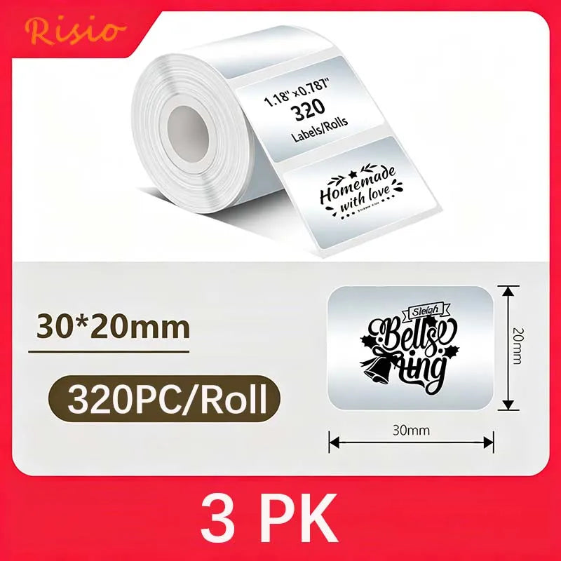 Matte Silver Thermal Label Roll Adhesive Printable Sticker Risio PET Silver Waterproof Inkless Tag For Phomemo M110 M108 P50 P80