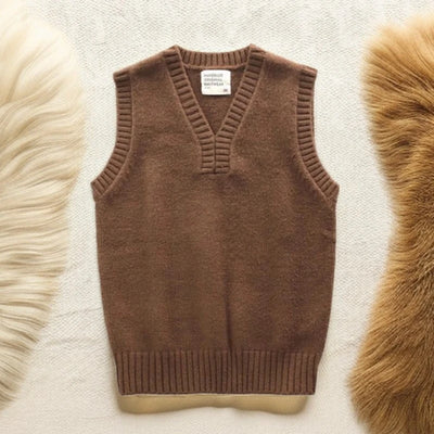 Men's Knitted Vest Solid Color Waistcoat V Neck Vintage | SAMAG