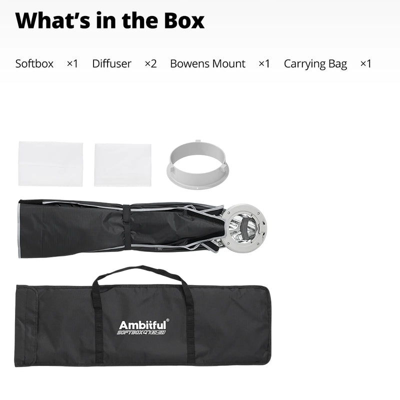 AMBITFUL 30*120cm 60*90cm Bowens Mount Strip Softbox Grid Side Wings Open Mattbox Photography Quick-setup Studio LightBox Q7