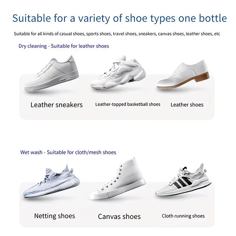 Shoe Cleaning Quick Stain Remover Whitening Polish For Sneakers Leather Boots Car Interior Multi Purpose Gentle Safe Formula