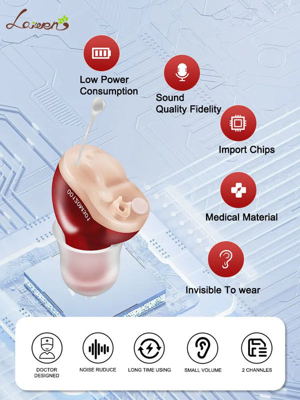 Hearing Aid Invisible Adjustable Wireless Hearing Aids Mini CIC Left/Right Ear Sound Amplifier For Adults Elderly Severe Loss