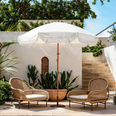 7.3ft Boho Beach Umbrella with Integrated Sand Anchor | SAMAG