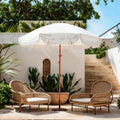 7.3ft Boho Beach Umbrella with Integrated Sand Anchor & Reinforced 8mm Ribs – Heavy Duty Windproof Fringe Patio Umbrella, UPF 50+ Sun Shade with Tilt Mechanism & Carry Bag for Outdoor, Garden, Seaside (Cream/White)