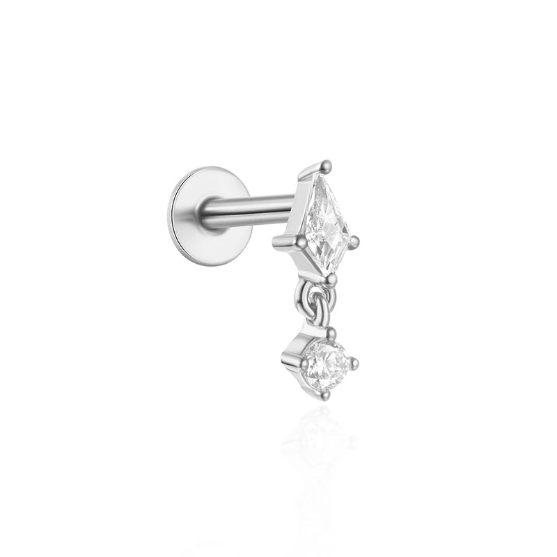 Aide 1pc 925 Sterling Silver Mini Zircon Thick Flat Screw Back Drop Earrings For Women K Gold Piercing Stud Earrings Jewelry
