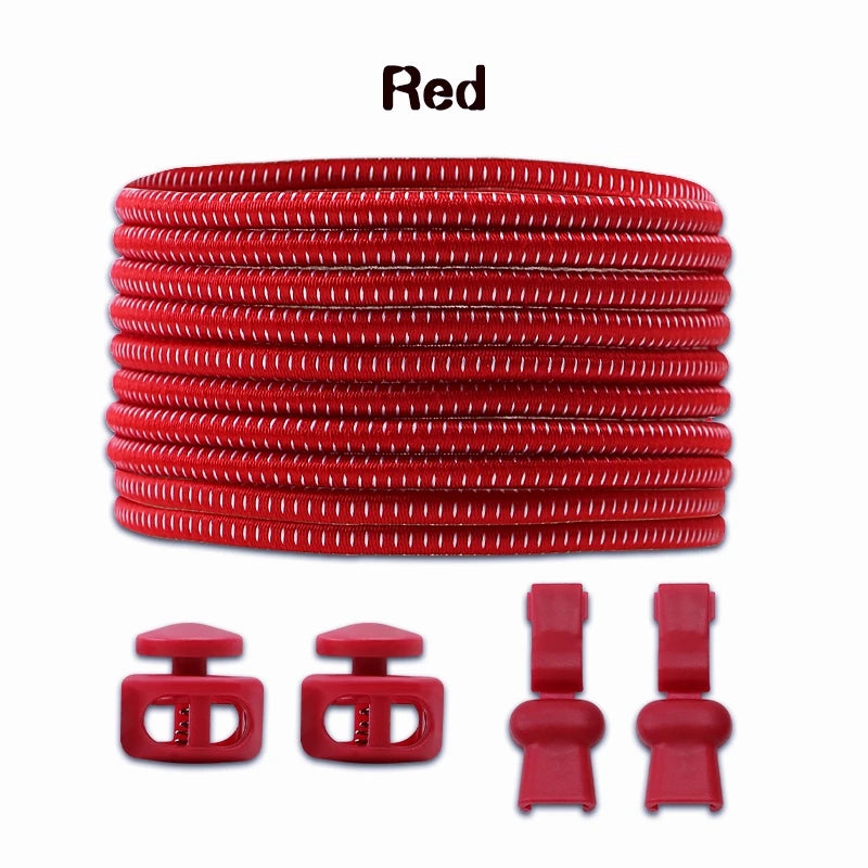 1 Pair Elastic Shoelaces Kit with Push Button Lock Stretch No Tie Shoe Laces for Running Sneakers Sports Shoes Adults Kids