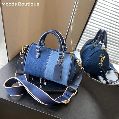Patchwork Colorblock Mini Handbags For Women Denim | SAMAG