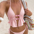 S - XL Wrinkled Bikini Halter Tankini Female Swimsuit | SAMAG