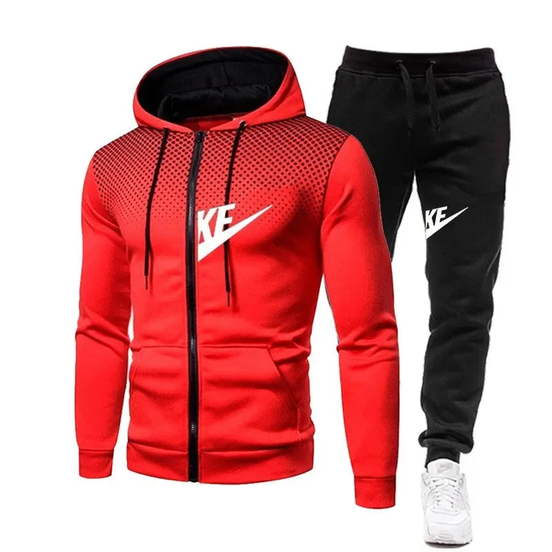 Autumn and winter zipper hooded sweatshirt + long pants set for men's new fashion casual outdoor fitness two - View 2 | SAMAG
