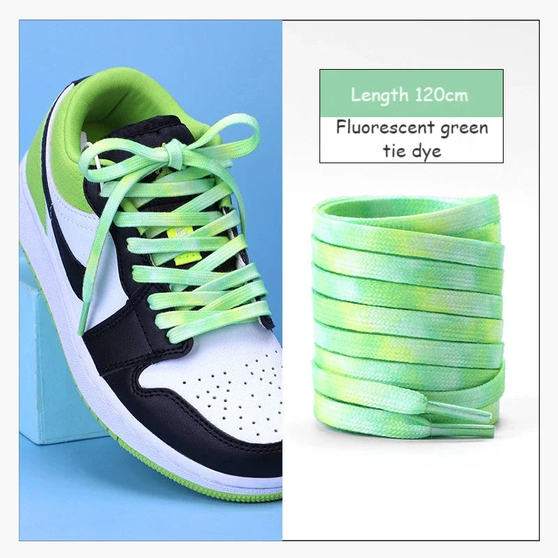 1 Pair Cotton Shoelaces Trend Tie Dye Shoe Laces Personality Men and Women Casual Shoes Universal Flat Shoelaces 120/140/160cm