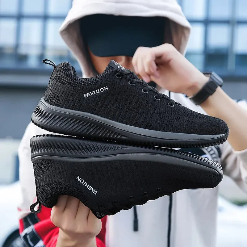 Ngouxm Men Running Sneakers Lightweight Sport Classical Lace Up Mesh Breathable Casual Shoes Male Fashion