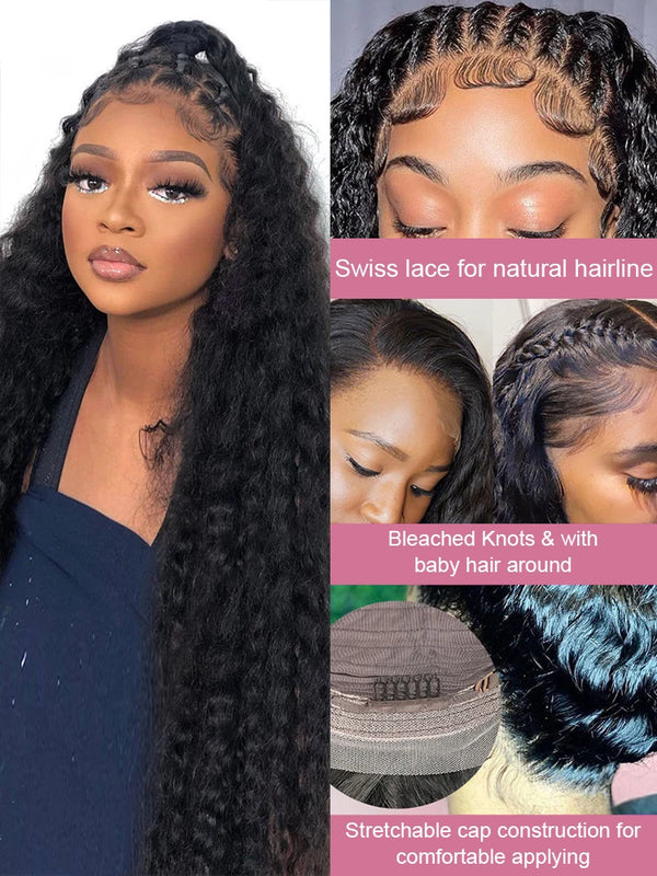 40 50 Inch Water Wave Burmese Curly Lace Front Wigs 13x4 13x6 HD Deep Wave Lace Frontal Wig 7x5 Glueless Human Hair Wigs For Women 300% High Quality Real Virgin Hair Wig