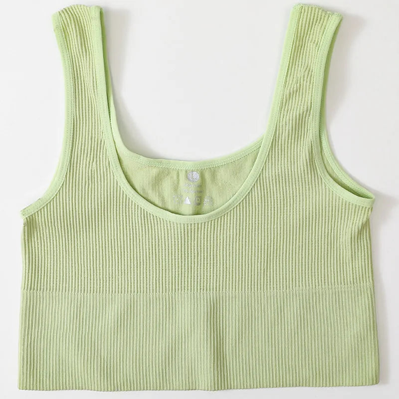 Women's Ribbed Bra Seamless Tank Top Comfort Sports Bralette Wireless Activewear Underwear Stretchy Vest Lingerie Intimates M-XL