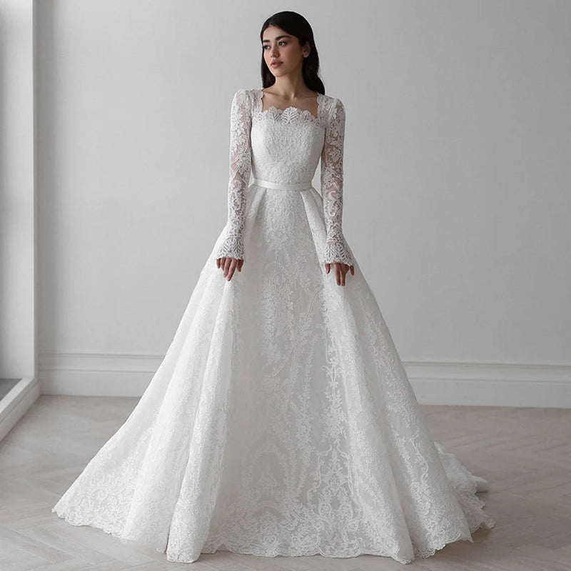 Gorgeous Lace Wedding Dress for Bride Customized Square - View 5 | SAMAG
