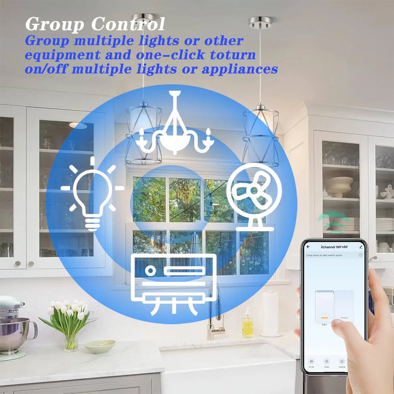 Tuya WiFi RF Switch DC 12V 24V 2Channels Dry Contact Relay Wireless Remote Control Transmitter 50m work with Google Assist,Alexa