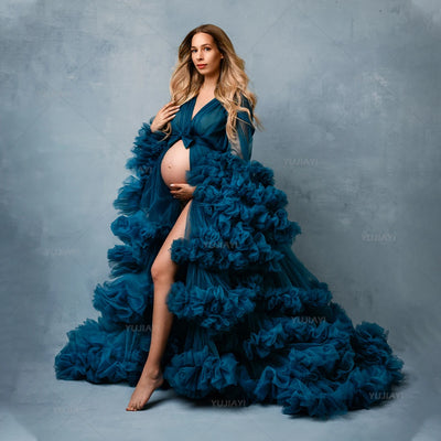 Maternity Dresses for Photoshoot Puffy Tulle Women Robe | SAMAG