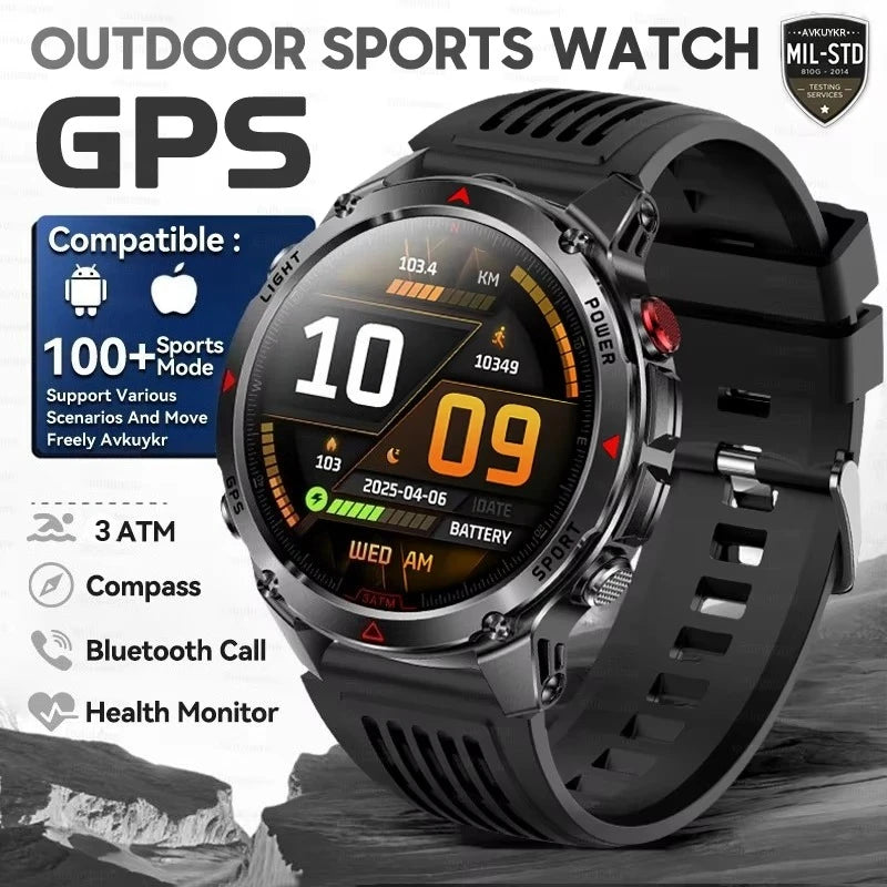 HT37 T-Rex 3 Pro Military GPS Smart Watch Waterproof Dual-band GNSS Compass Altimeter Swim 170 Sports Mode Watch with Flashlight
