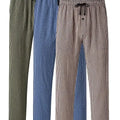 Men's 3Pcs Pajama Sleeping Pants Cotton Plaid Pjs, Long Plaid Print Sleepwear Pajama Pants with Elastic Waist Homewear
