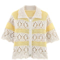 Embroidery Hollow out Blouse Top Short Sleeve Cardigan | SAMAG