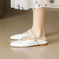 Genuine Leather Slippers Women Flat Heels Covered Toe Ladies Casual Mules Shoe Comfortable Summer Sandals