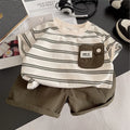 Children's Short Sleeved Round Neck Striped T-Shirt | SAMAG
