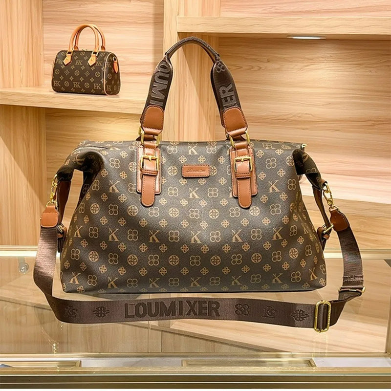 Ladies' Fashionable Commuting Shoulder Bag 2026 New Handbag Boston Bag Large Capacity Bag Retro Printed Crossbody Bag