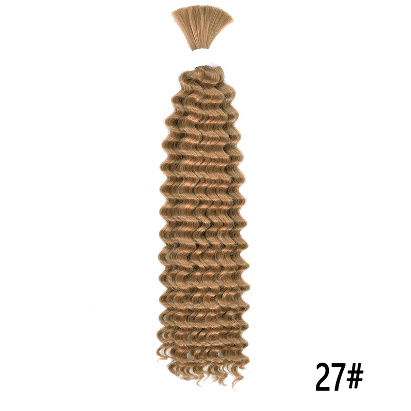 Synthetic Curly Deep Wave Bulk hair For Braiding 20inch No Weft Deep Wave For Braiding Micro Faux Braiding Hair for Boho Braids