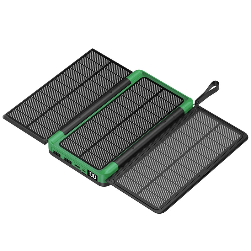 20000mAh Solar Power Bank Qi Wireless Charger 3 Solar Panel Folding Powerbank for iPhone 16 15 14 13 12 Huawei Xiaomi Poverbank
